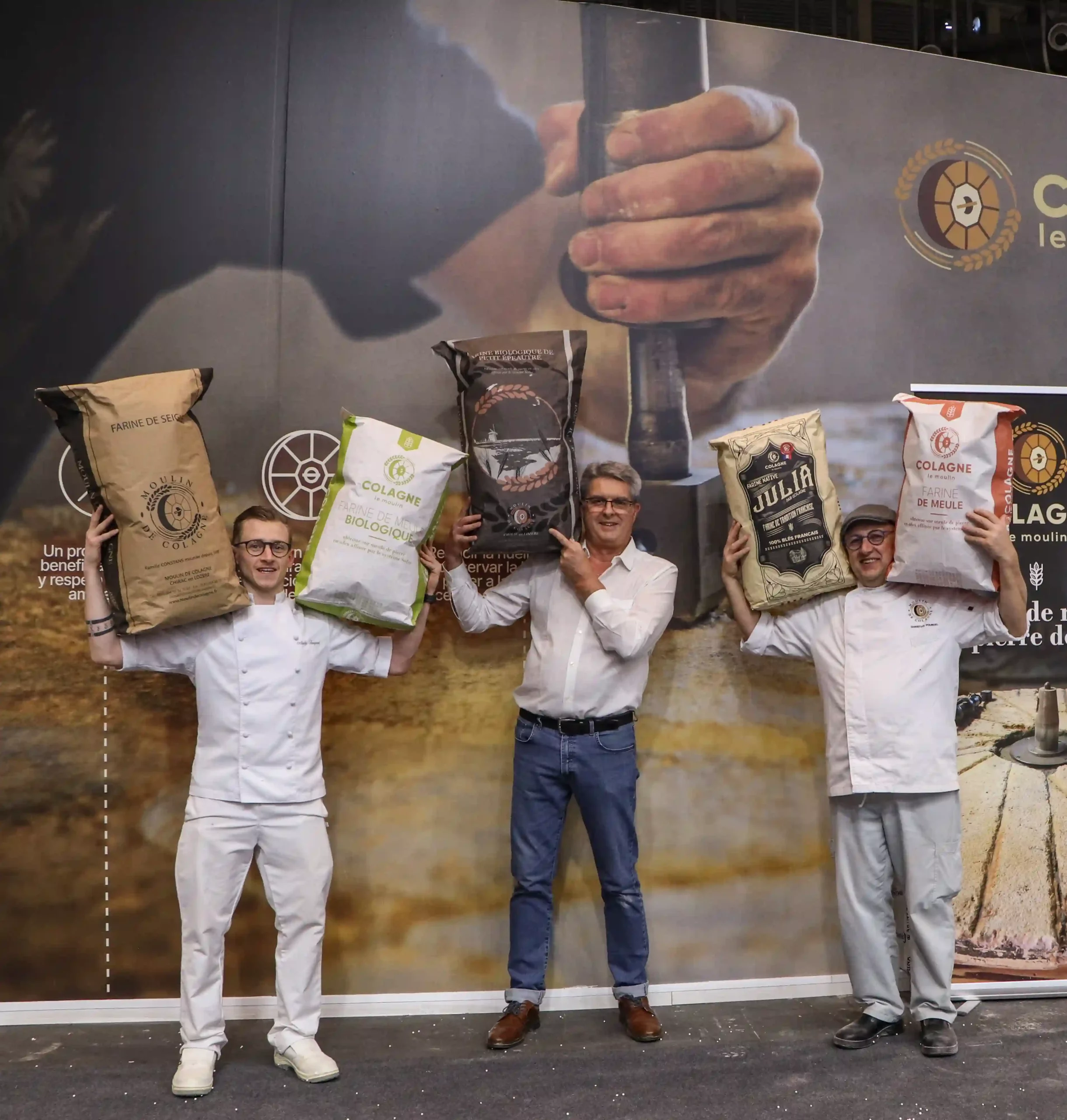 Andy Fasquel, Jean Pierre Constans et Christian Pourcel du Moulin de Colagne